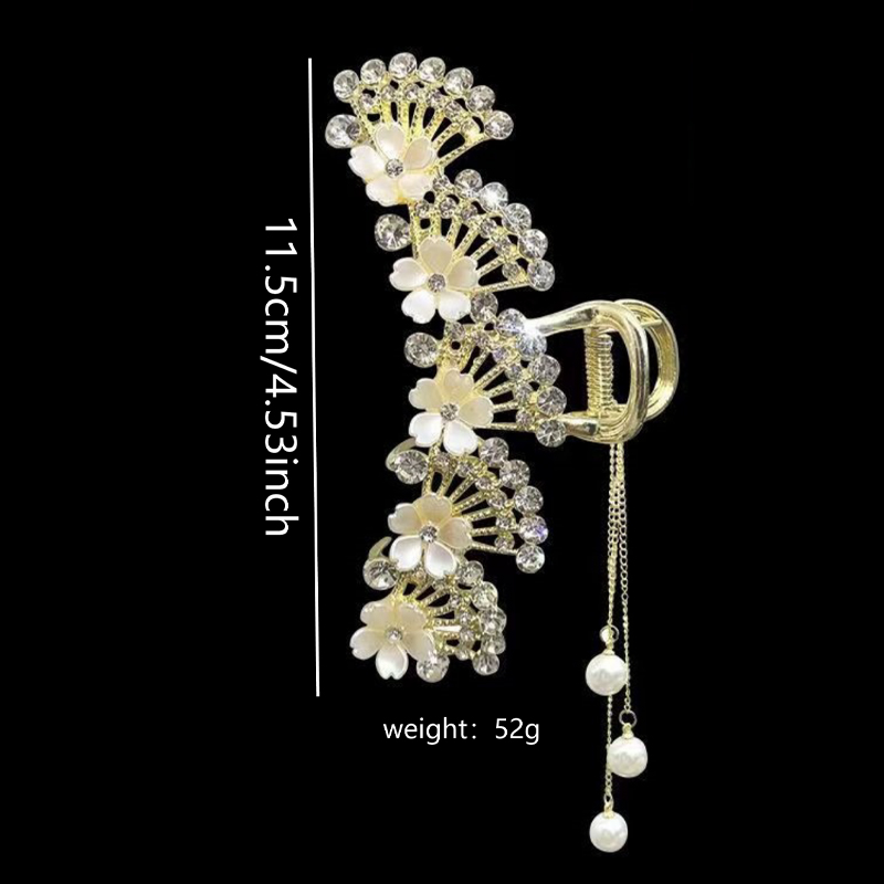 Elegant Layered Floral Clip with Sparkling Rhinestones for Wedding Day Decoration and Daily Use