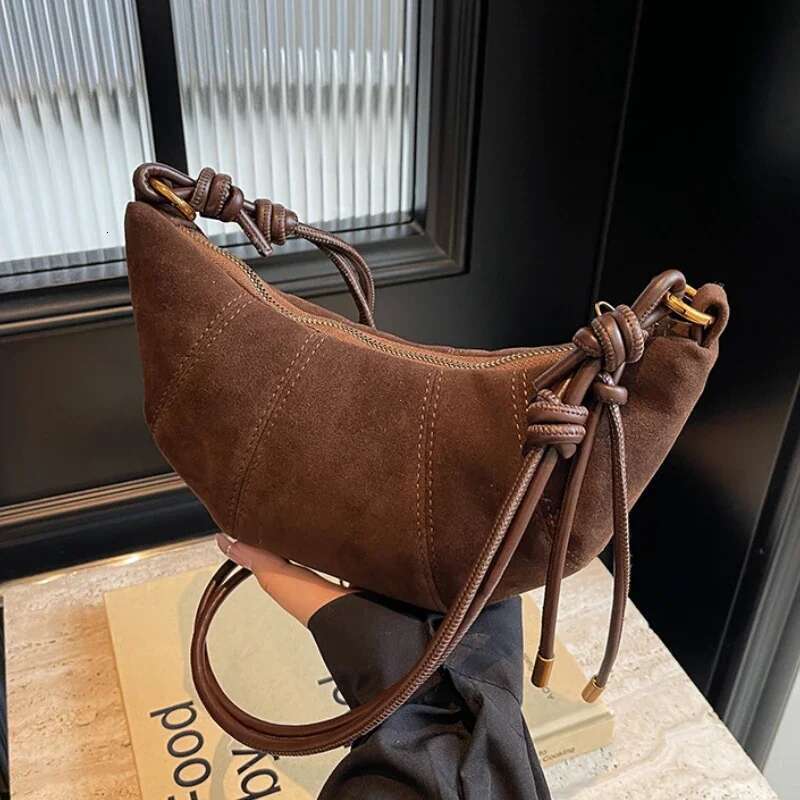 Zipper Veet Material 2025 High Quality Shoulder Solid Color Simple Fashionable Crossbody Bag Soft Western Style Handbag