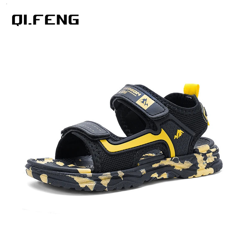 Summer Hook Loop Fastener Camouflage Beach Sandals Water Childrens Sports Slippers Boys Lightweight Anti Slip Shoes 250407