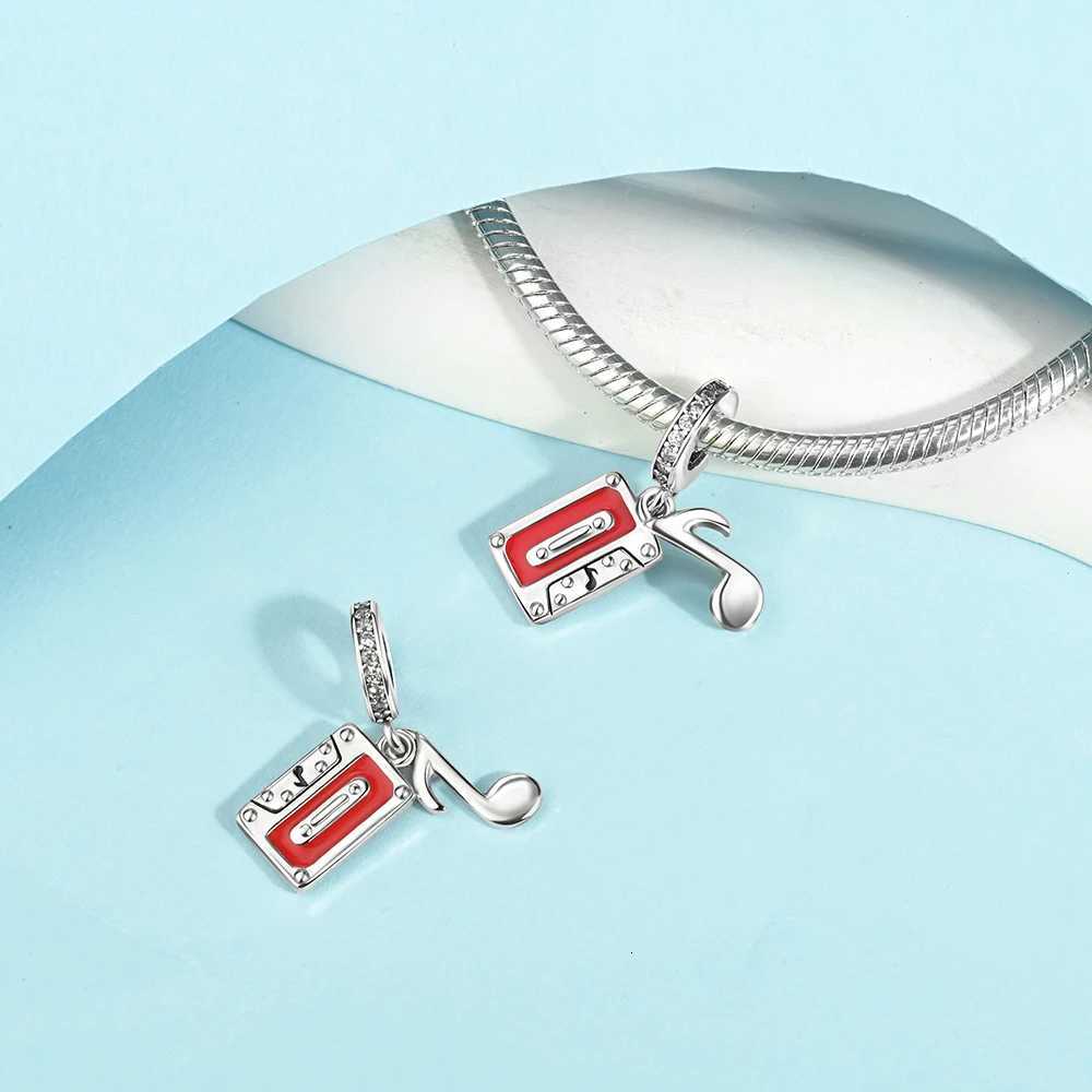 Music Musical Notes Chain 925 Sterling Silver Earphone Tape Dangle Charms Beads Pendant Fit Bracelet Necklace DIY Jewelry GiftXJ251107
