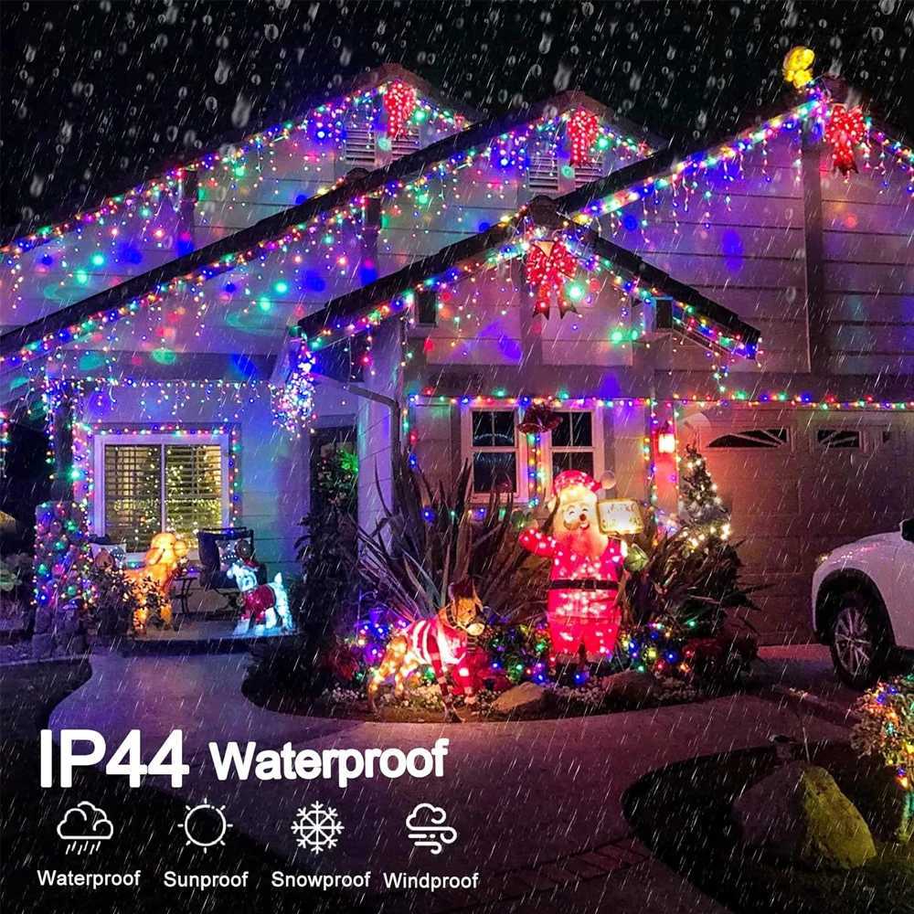65/20M 200/LED Icicle String Lights Christmas 40Drops 8 Modes Plug in Curtain Waterproof for Holiday Wedding Party Home Garden W251107