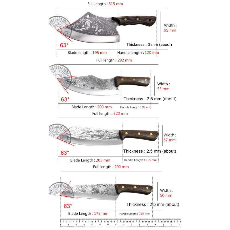 Meat chopper kitchen butchers knife bone chopper chefs knife wooden handle chopper vegetable chopper cooking knife 250403 - view 6