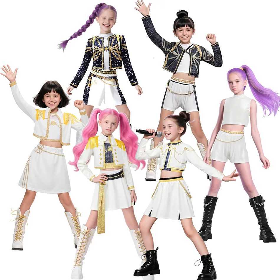 K-Pop Witch Hunter Girl Kids Costume 3D Print Polyester Role Play Dress Set Halloween Cosplay Party Outfit for Girls 2-12Y K251107