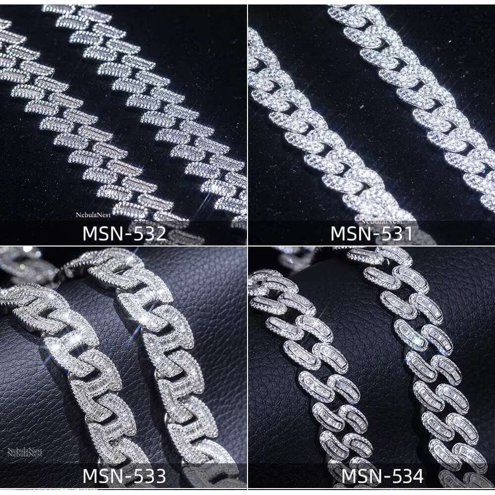 Carbon necklace ice out pure sier carbon silica Cuban chain hip-hop accessory