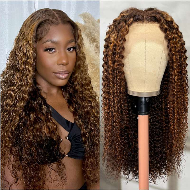 12A Highlight Jerry Curly Piano 4/27 Human Hair 13*4 Wig