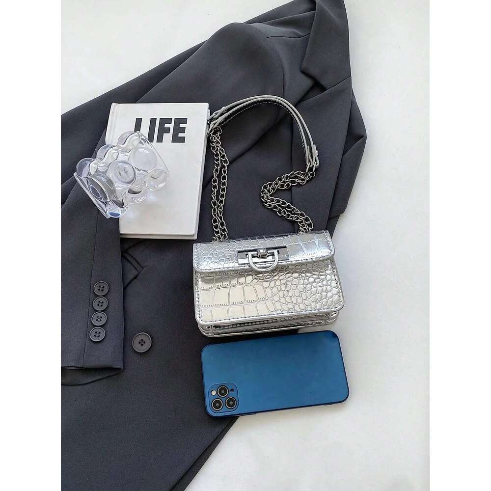 Hardware Mini Sier-tone Embellished PU Twist Lock Portable Fashion Bag For Women Shoulder Handbag