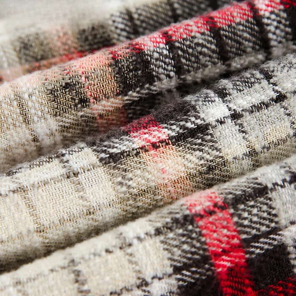 Gradient Dyed Plaid Long Sleeve Mens Pocket Embroidery High Street Lapel Single Breasted Shirts Men Cotton Tops