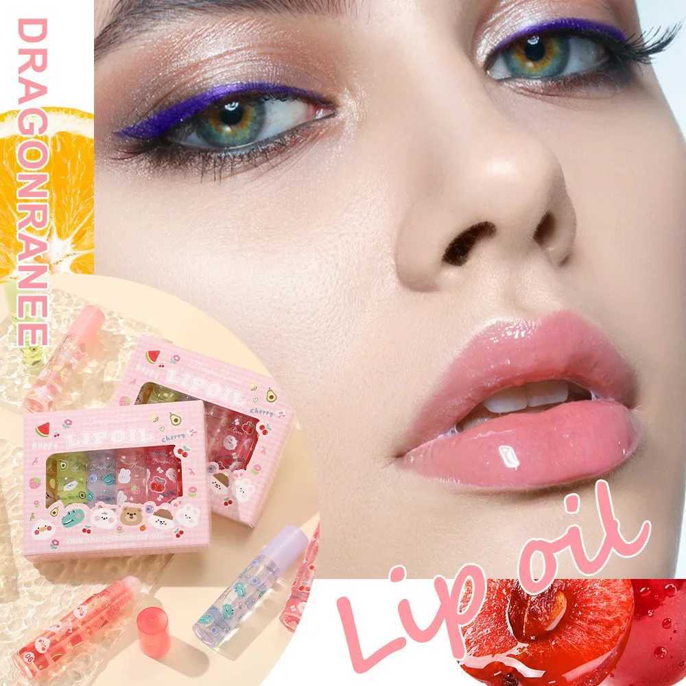 Dragon Ranee 6pcs/set Transparent Colorless lipstick Cute Fruit Cartoon lipstick Moisturizing Roller lipstick Set W250407