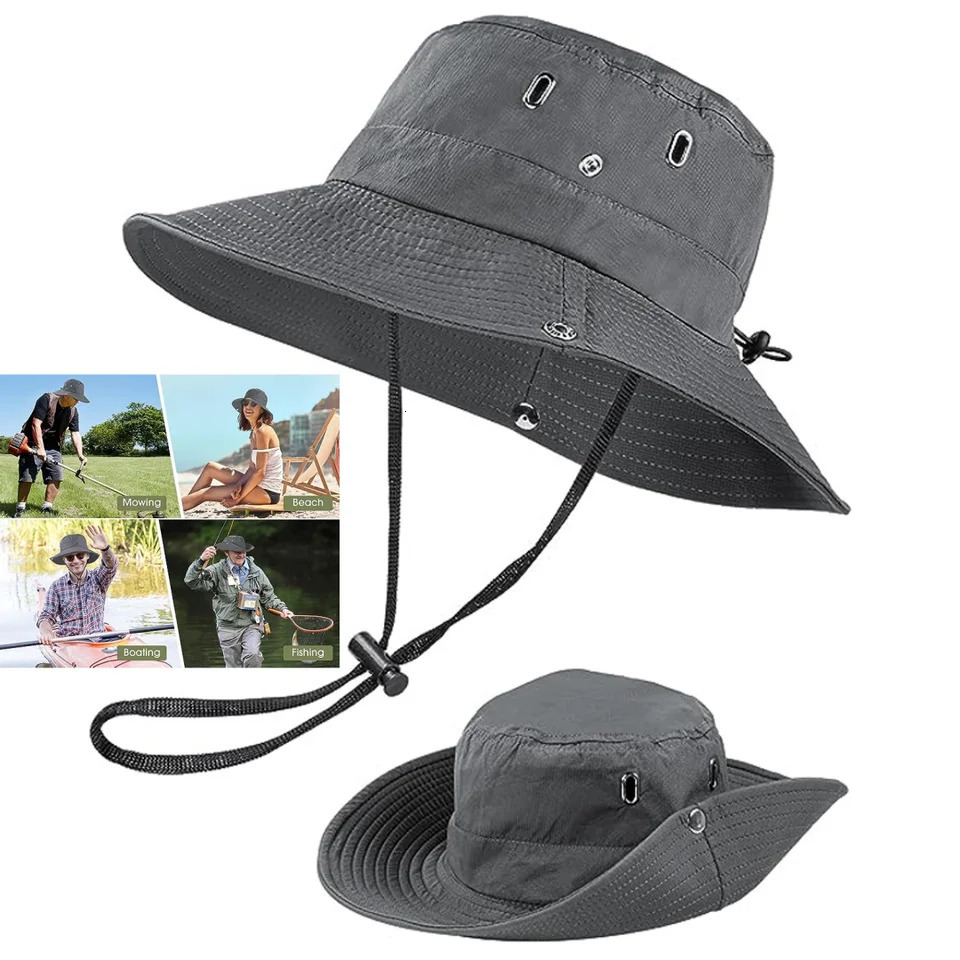 Womens Outdoor Sun Hat Summer UV Protection Bucket Wild Wide Brown Fishermans Cowboy Mens Fishing Hiking Beach 2024 250326
