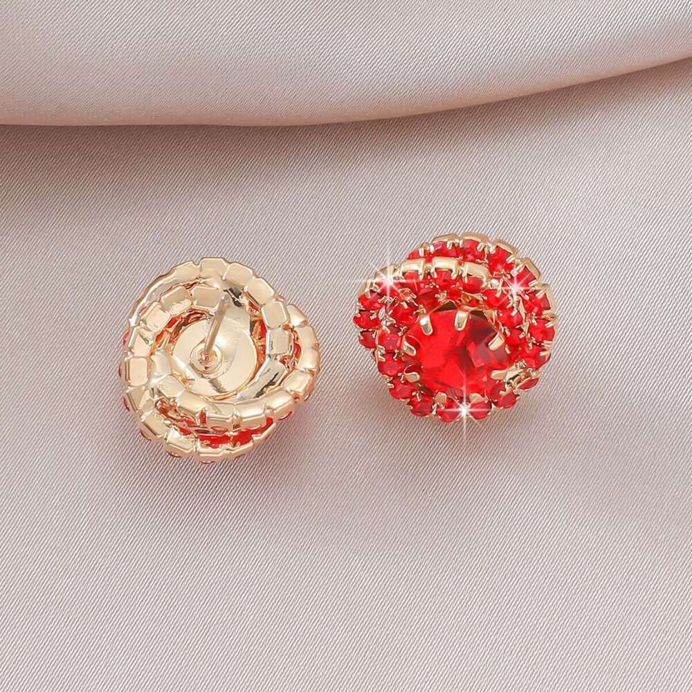 Earrings High grade Small fragrance Delicate small Zircon surround welding copper claw chain rhie earrings