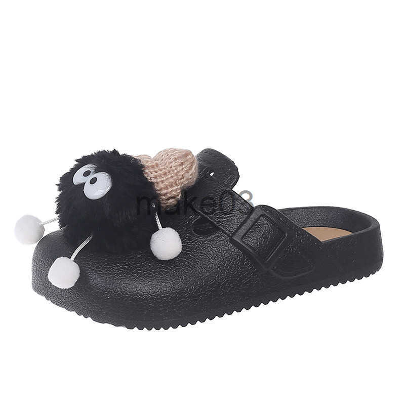 Girl Cute Big Eyes Baotou Boken Half Slippers 2025 Summer New Soft Bottom Anti slip Boys Beach Shoes Trendy J250403