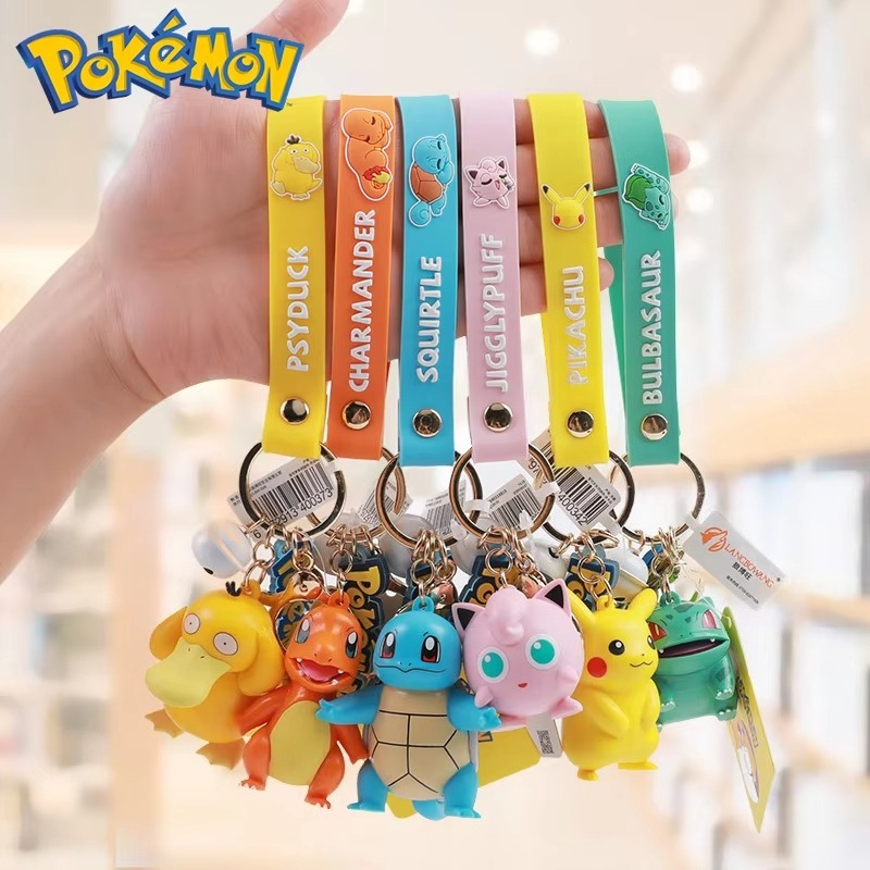 Kawaii Pokemon Pikachu Pendant Charmander Bulbasaur Psyduck Backpack pendant 6 Styles keychain ABS material Model Toy Kid Gifts