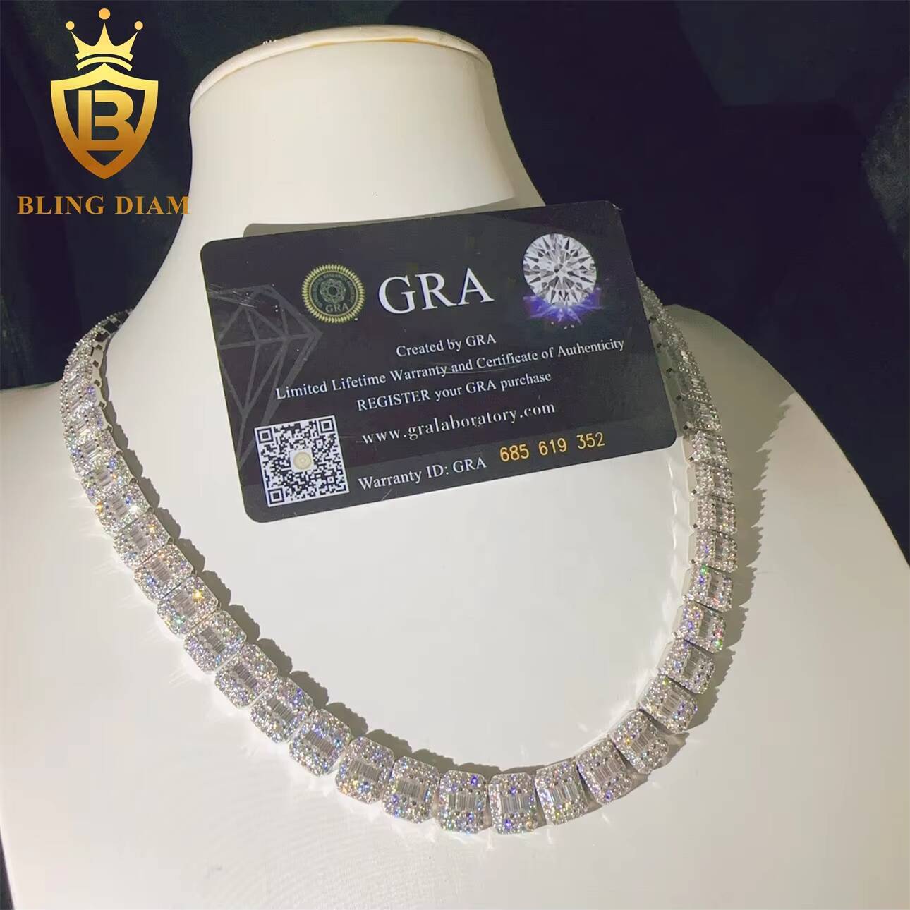 8mm Hip Hop Jewelry Iced Out Moissanite Diamond Sterling Silver 925 Cuban Link Chain Lab Grow Diamond Necklace