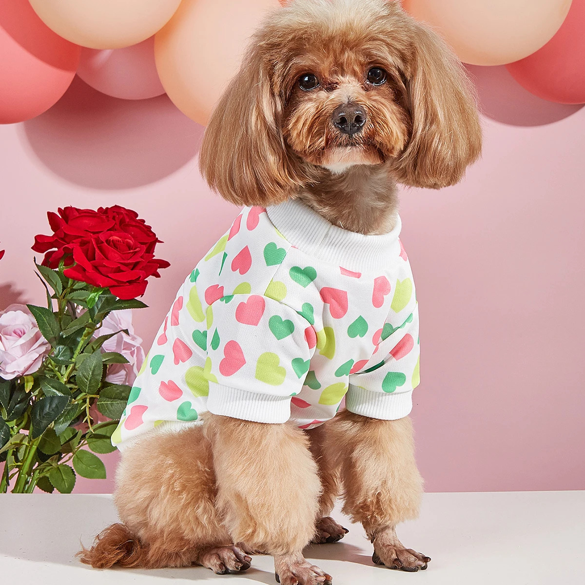 1 Piece Dog Clothing with Heart Pattern Breathable Dog Vest - Prevents Lice Reduces Hair Loss 250407