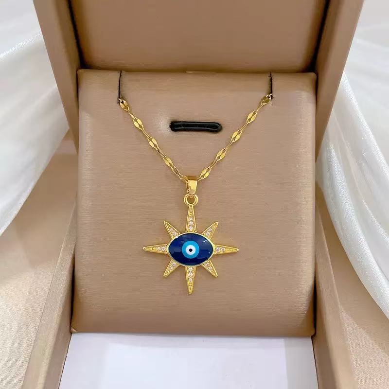 Designer Necklace 18k Gold Stainless Steel Evil Eyes Necklace for Men Women OT Pearl Buckle Party Wedding Travel Jewelry Wholesale Drop Ship