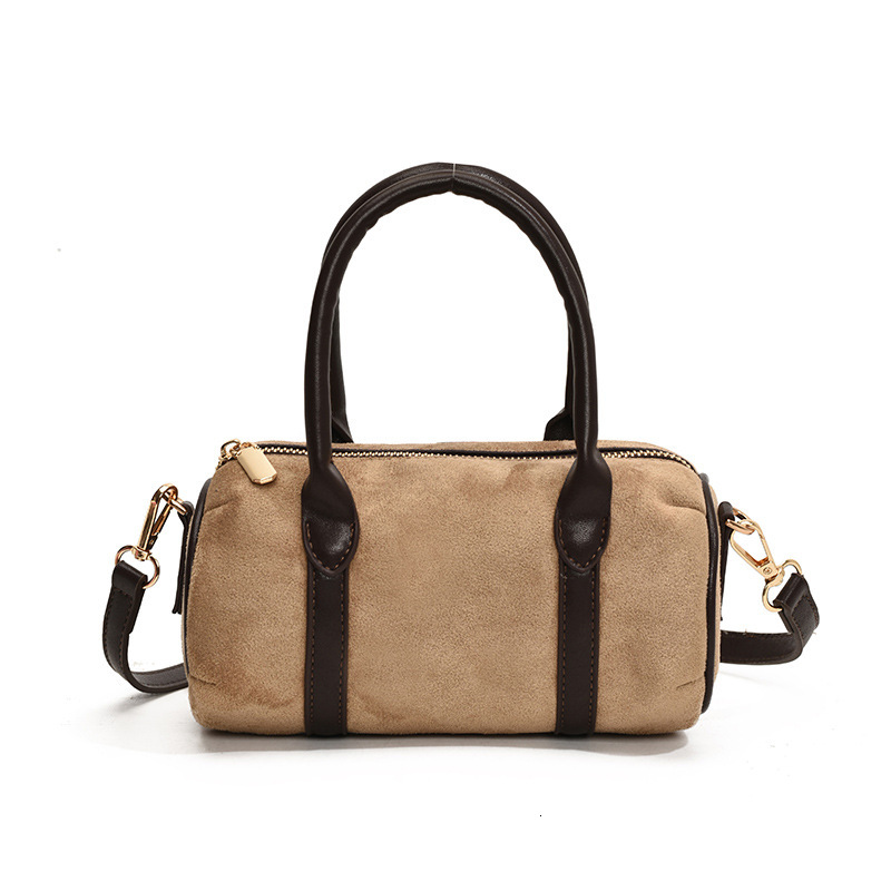 2025S Designer Women S Bag Matte New Cowhide Women S Boston Casual Hand Held Cylindrical Shoulder Style Crossbody Bag