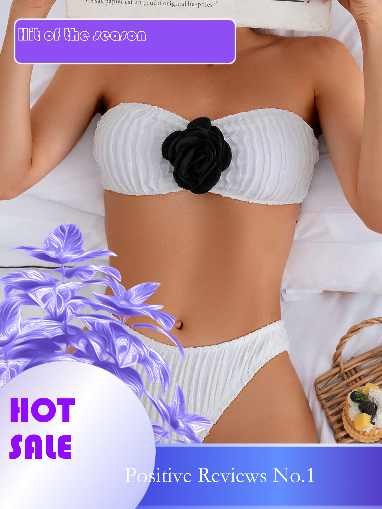 Dongdumaoyi Sexy D Floral Bikini Set Women White Pleate Bandeau Push Up Micro Swimsuit Brazilian Beach Bathing Suit Thong Swimwear