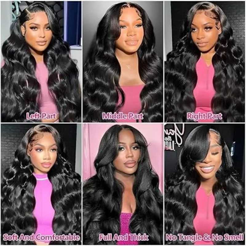 Body Wave Human Hair Wigs 13X6 Hd Lace Frontal Wig 250 Density 40 Inch 250 Density Pre Plucked Brazilian Hair 100 Natural Black W251107