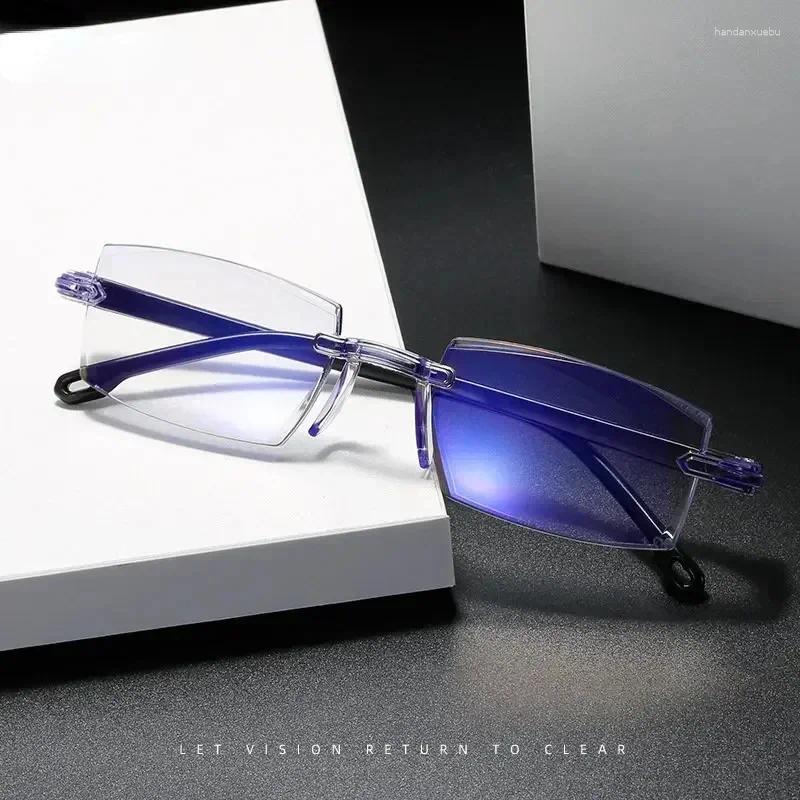 Sunglasses 1pc 1.0 -1.5 -2.0 -2.5 -3.0 -3.5 -4.0 Rimless Anti Blue Light Myopia Glasses Frameless Nearsighted Prescription
