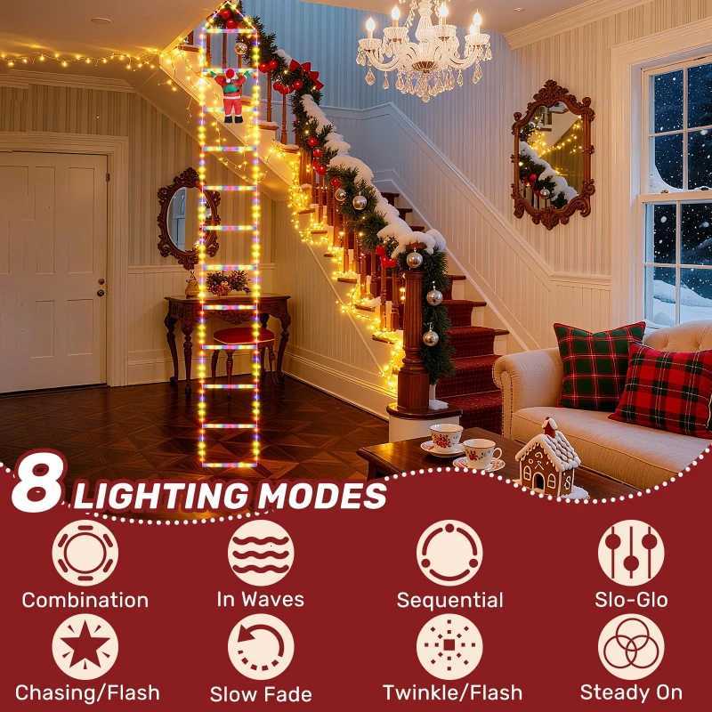 1/3M Santa Claus Climbing Ladder String Lights USB 8 Modes LED Lamp Christmas Decoration for Garden Cristmas Tree New Year Gift W251107
