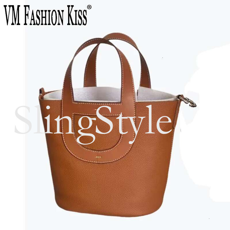 2025 Women Top Handle Cowhide Bucket Bags Basket Crossbody Shoulder Bag Elegant And Stylish Handbags Genuine Leather