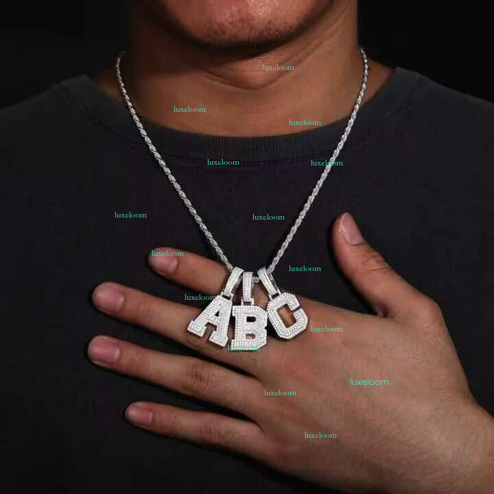 Pass Tester Moissanite A-Z Initial Pure Sier Iced Jewelry Hip Hop Men's Letter Pendant