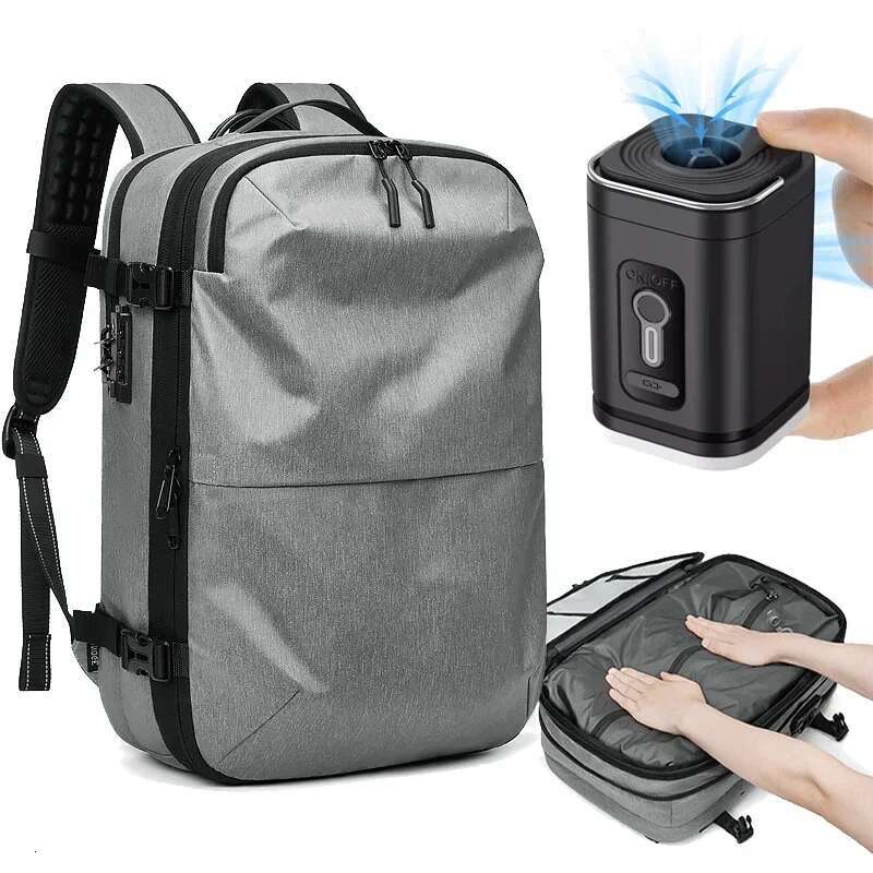Vacuum Compression Backpack Men For Travel With Air Pump Airbag Waterproof Bagpack Laptop Bag Lage High Quality Oxford 17Inch