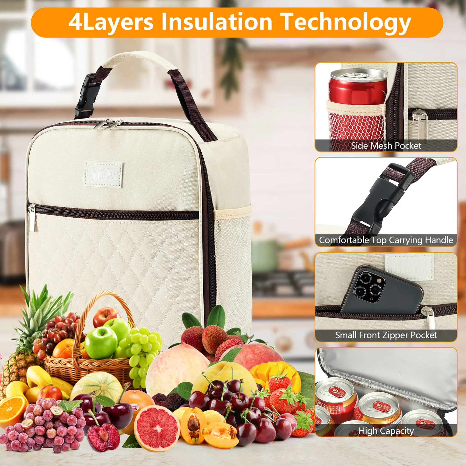 Female Insulated Lunch Bag Male Adult Small Office Work 250401