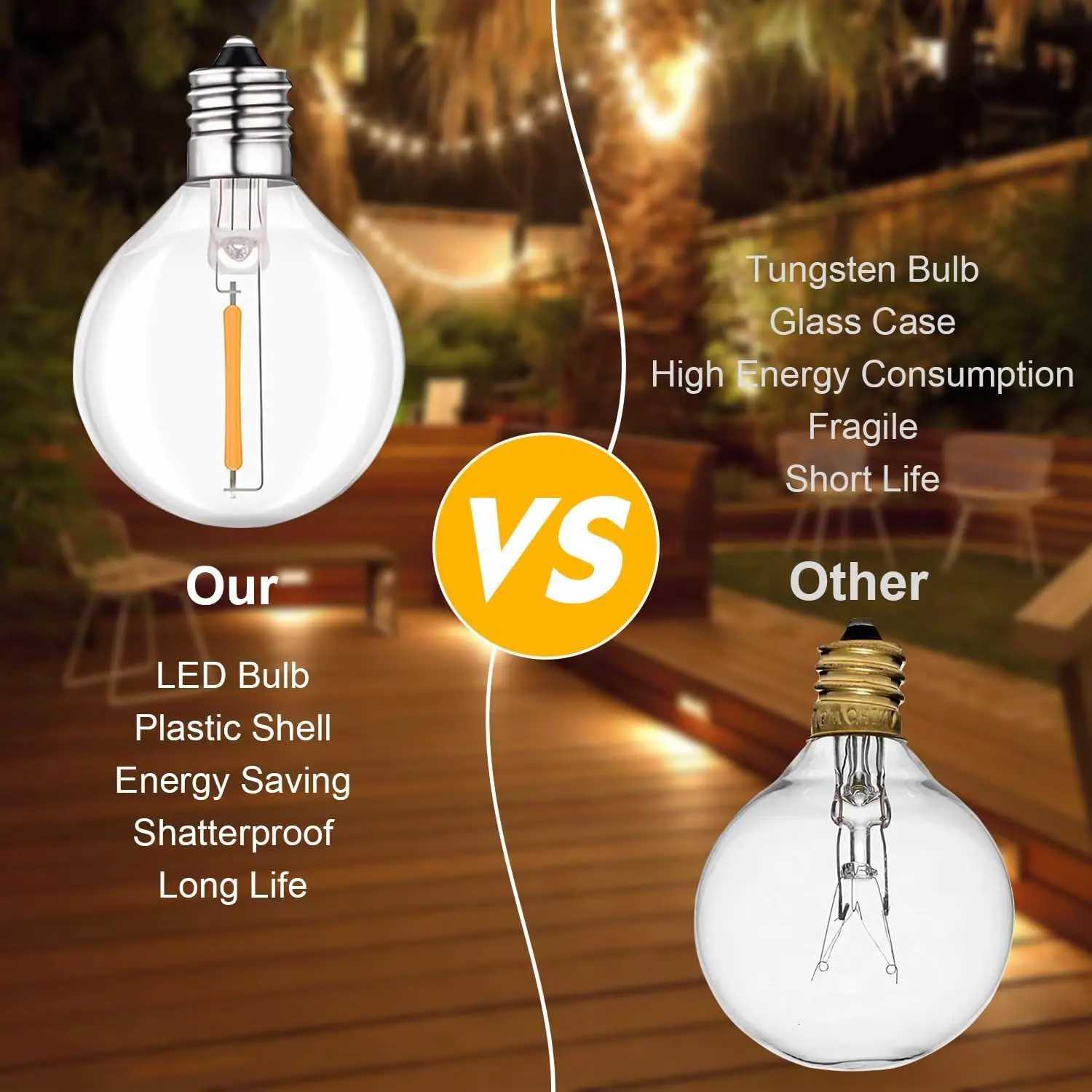 30M/15M/9M LED G40 Globe String Lights Outdoor Plastic IP65 Waterproof Bulbs For Christmas Party Garden Decorative Garland Lamp W251107