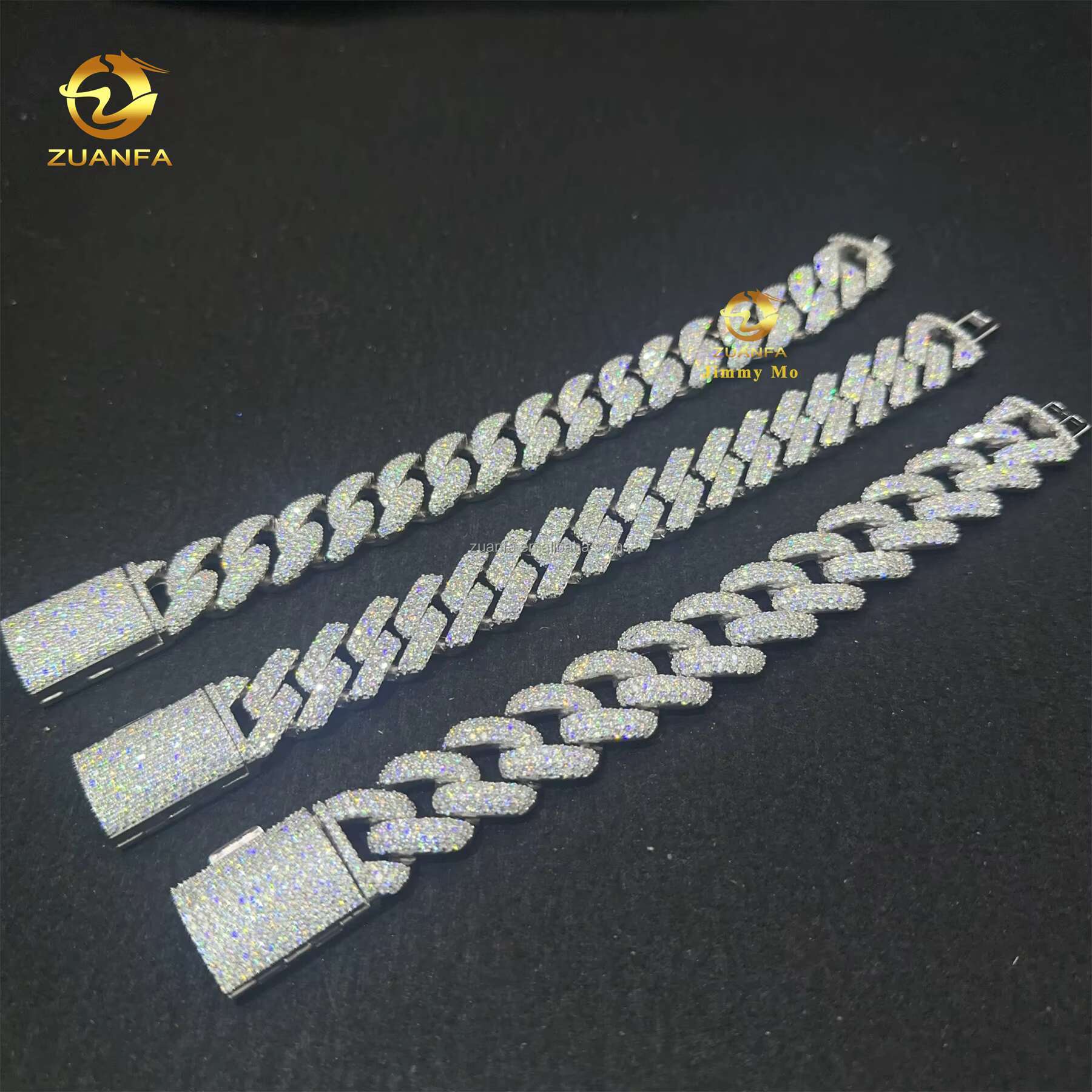 Customization Stylish Rapper Luxury Jewelry Iced Out Hip Hop 925 Silver VVS1 Moissanite Diamond Miami Cuban Link Bracelet Men