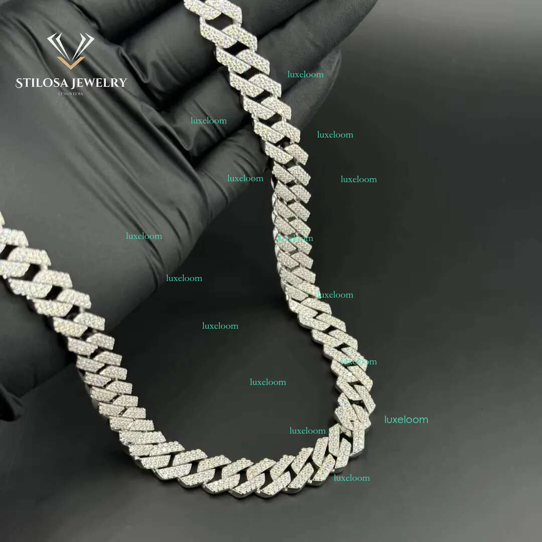 Necklace16 18 20 22 24 Inches 12mm Moissanite Necklace Hip Hop Miami Cuban Chain Sier Fashion Jewelry