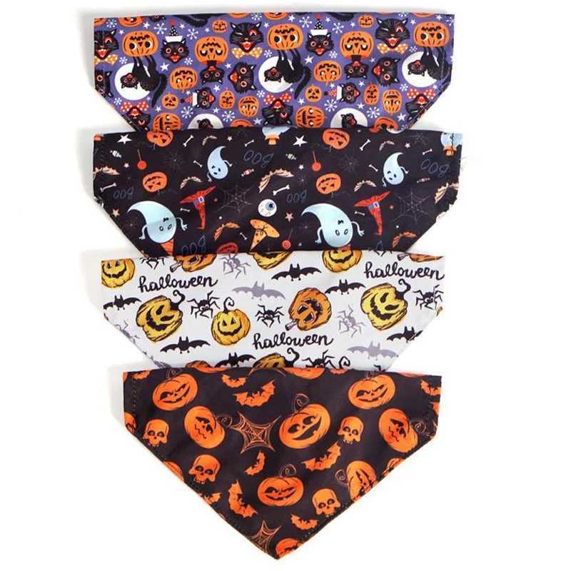 High Quality New pet supplies Halloween dog saliva towel collar cat triangle scarf bib dog pet collar pumpkin skull dog 1 piece T250407
