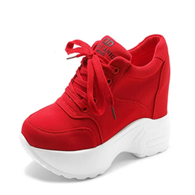 Women Platform Sneakers Mesh Casual Trainers Chunky Shoes 10CM Heels Autumn Wedges Breathable Height Increasing Shoes Woman 250402