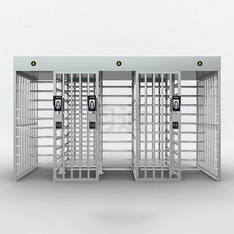 3-Channel Full Height Turnstile 90 Degree Stainless Steel Access Gate, Customizable for Residential Area/Prison/Construction Site-NO18