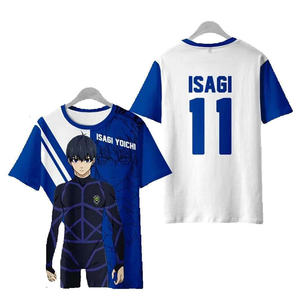 Men's women's animated T-shirts, 3D lockable blue printed streetwear, casual and fashionable