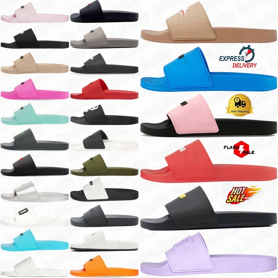 designer slides Pool Slide slippers Women Men Slipper All Over Logo Black Paris Dark Beige Pink Fluo Yellow Blue Sky Blood Red Green Turquoise beach P h2n0#
