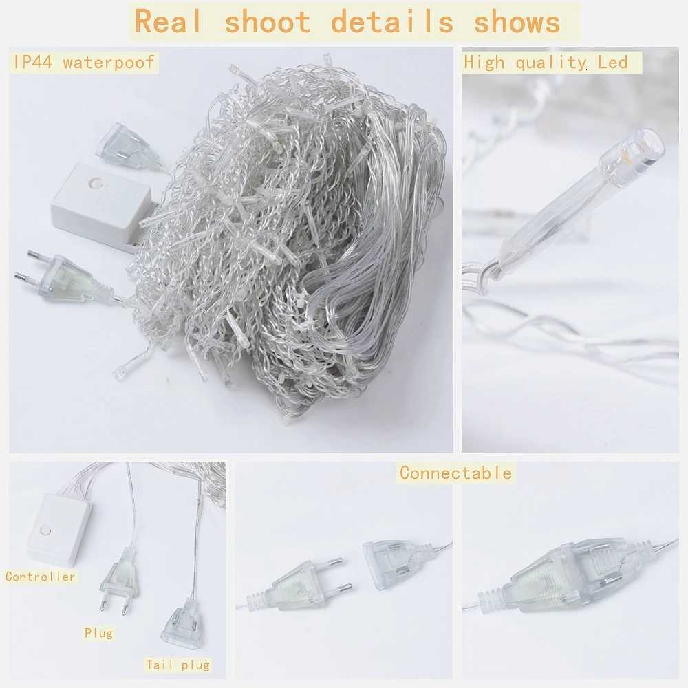 4M-12M LED Icicle String Lights Fairy Curtain Birthday Lights Garland For Outdoor Garden Party Home Street 2025 New Year Decor W251107