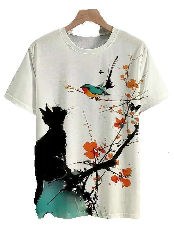 Men's Japanese ukiyo-e short sleeved T-shirt top 3D printed round neck shirt for summer casual men's wear