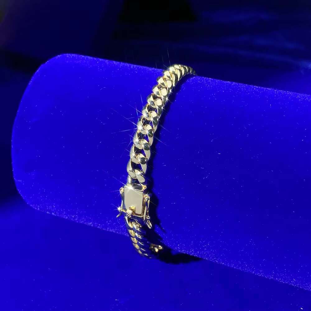 Wholesale Hip Hop Jewelry 8mm Cubic Zircon Diamond 925 Sterling Silver Miami Cuban Link Bracelet for Mens