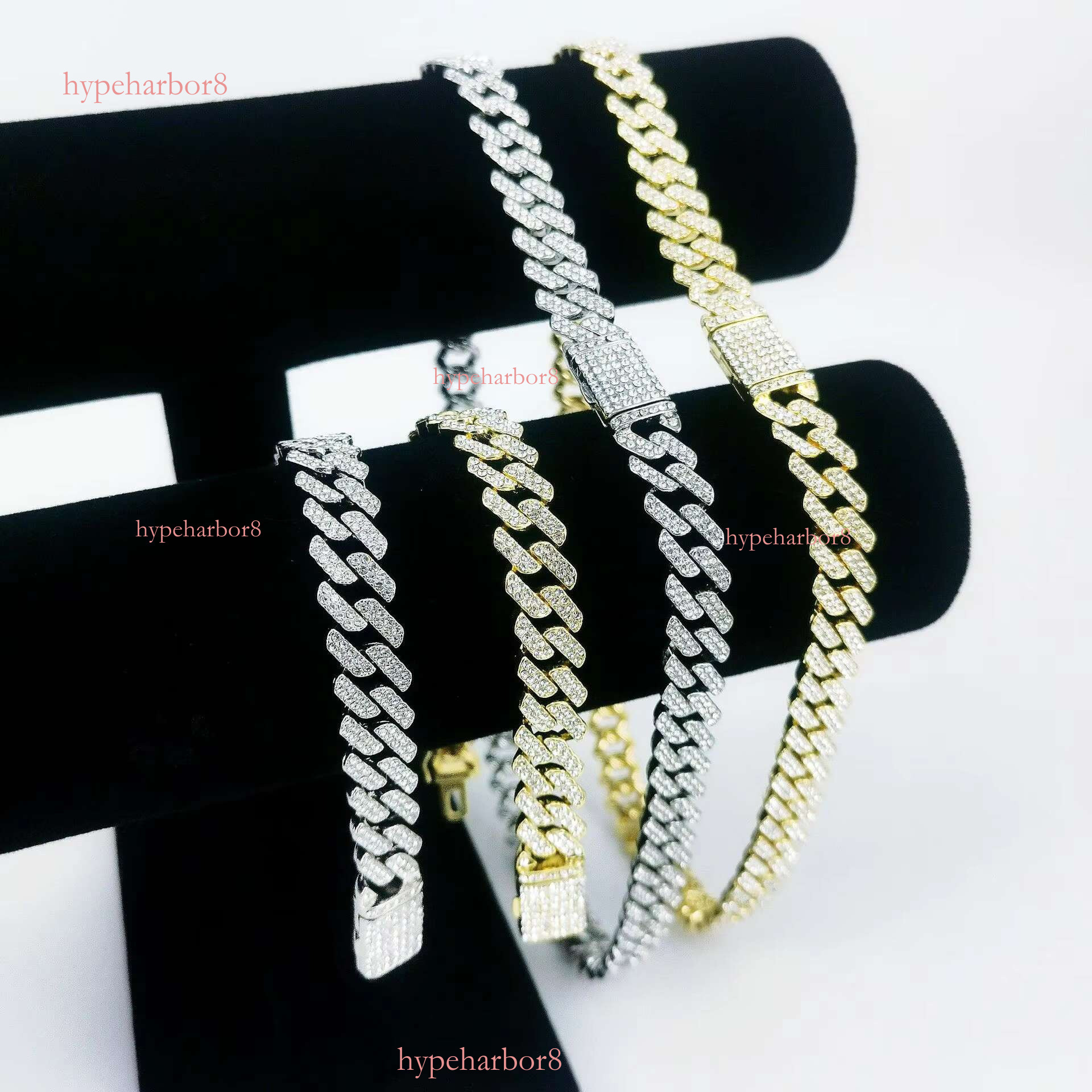 Iced Out Dia Necklaces Prong Miami Cuban k Chain For Men Icy Gold Plated Hip Hop Jewelry for Rapper