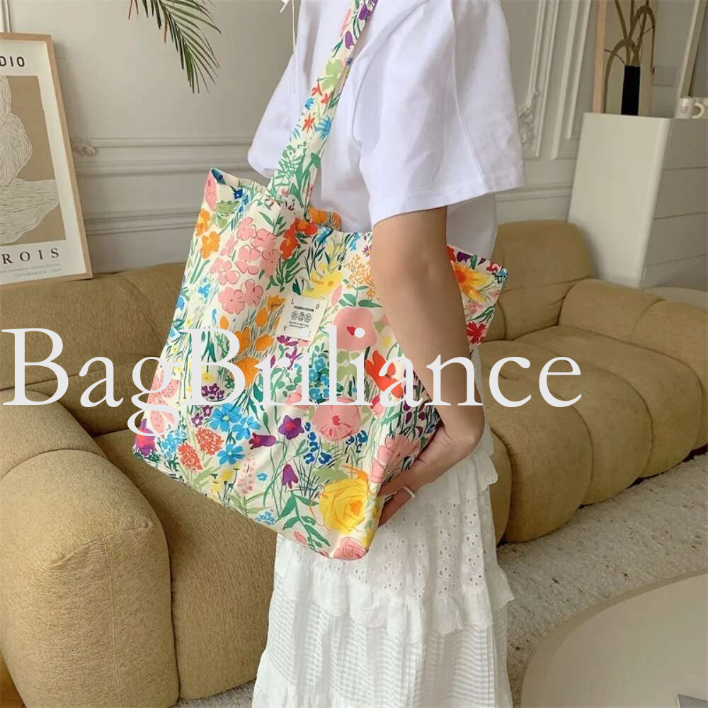 Large Capacity Shoulder Fashion Vintage ral Cotton Fabric Shopping Bags Handbags Book Bag Ladies
