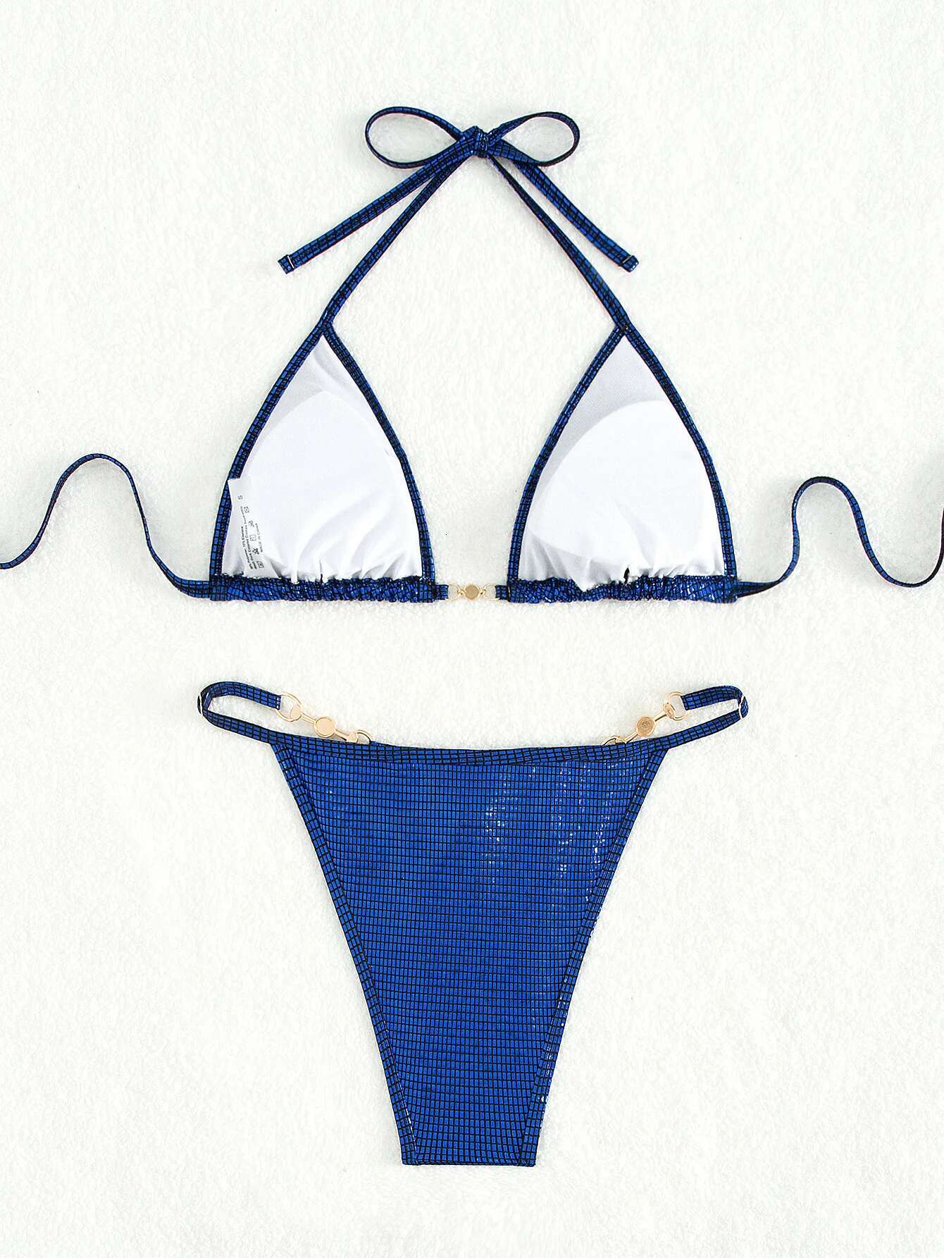 Dongdumaoyi Shiny Blue Bikini Set Women Sexy Sequin Push Up Bra Pearl Design Swimsuit Beach Bathing Suit Bandage Micro Swimwear Biquini
