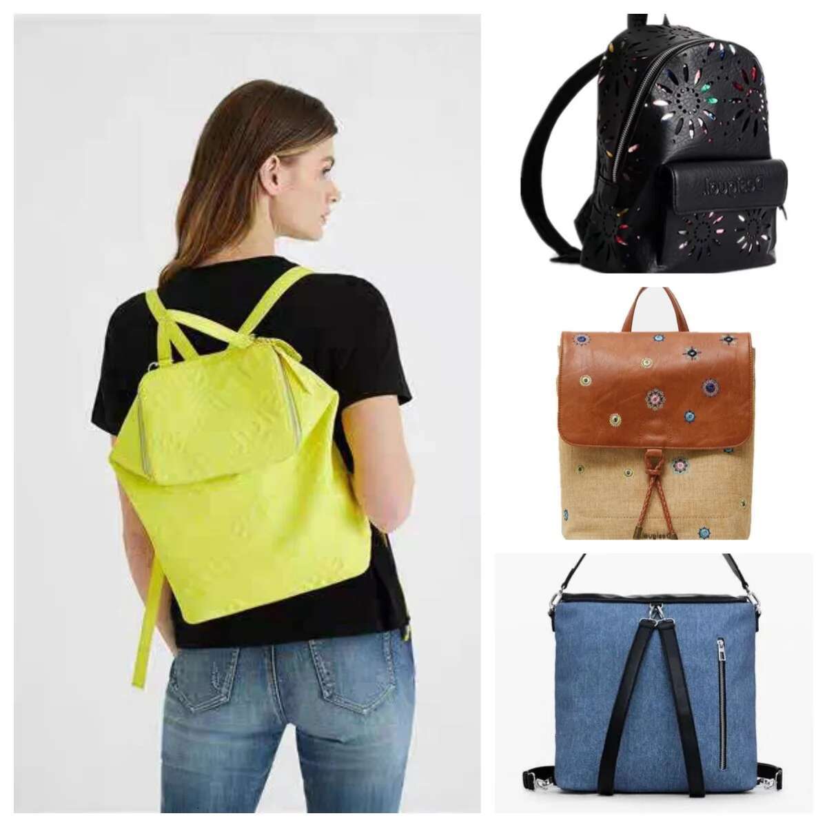 Spanish Foreign Trade New Heavy Embroidery Printed Women's Backpack Handbag