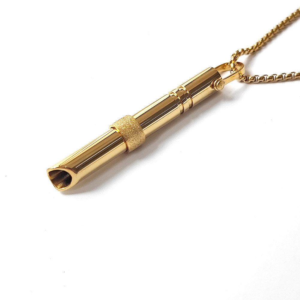 Hot selg meditation mindfulness pendant, breathing regulating titanium steel pearl necklace, rotating frosted round tube decompression pendant