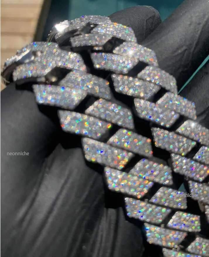 High quality Fashion Hip Hop Sterg Sier Jewelry 15mm VVs Moissanite Cuban k Chain Choker Necklaces for Men jewelry Gifts