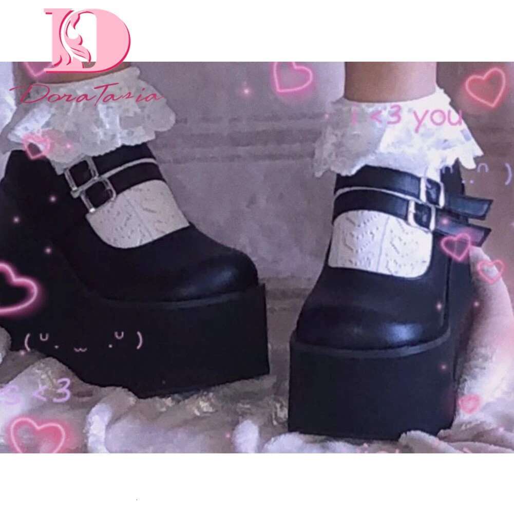 DORATASIA Brand New Female Lolita Cute Mary Janes Platform Wedges High Heels Women's Pumps Sweet Gothic Punk Shoes Woman