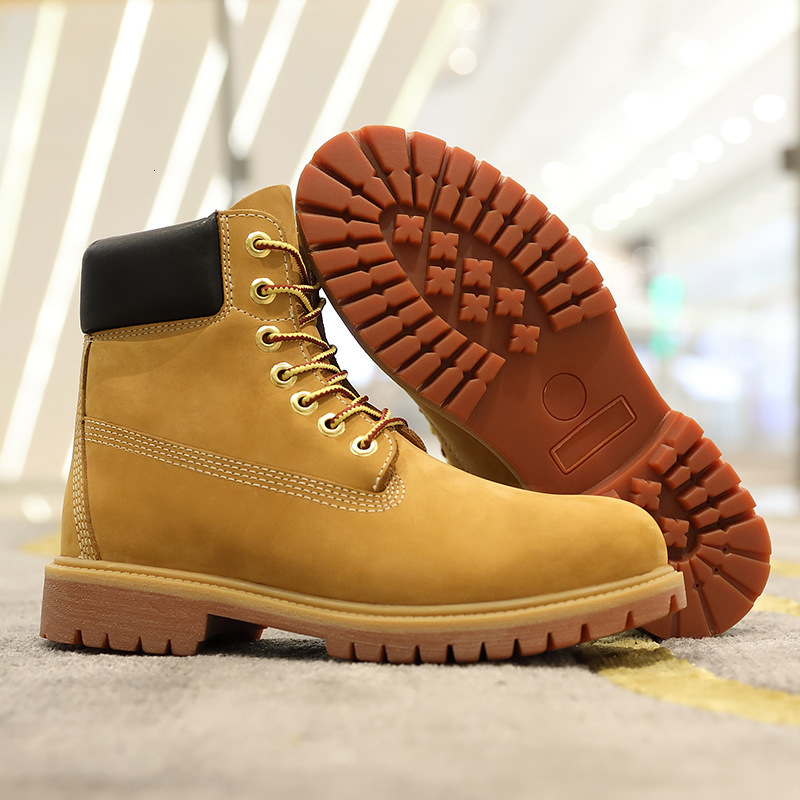 Boots Men High Top Boots High Quality Women Leather Shoes Fashion Outdoor Sneakers Men Lace Up NonSlip Ankle Boots for Couple 250915