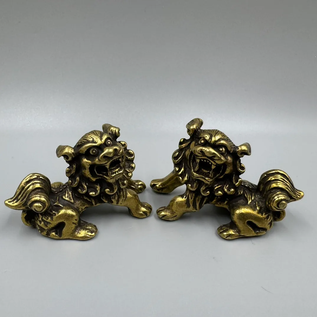 Luxurious Chinese Pixiu Lion Figures Durable Brass Craftsmanship Perfectly Suited for Interior Enhancement