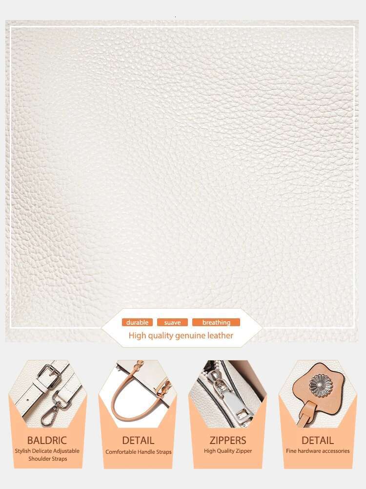 Zency Genuine Leather Handbag For Women Casual Shoulder Tote Large Capacity Designer Shopping Bag 2024 Trendy Cross Body