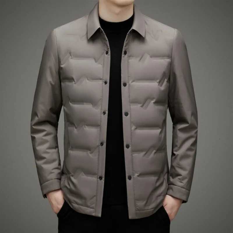 Man Light Weight Down Coats Casual Slim Fit Warm Winter Business Dress Shirts No Hoodies Jackets Simple Fashion Outwear ClothingT251107